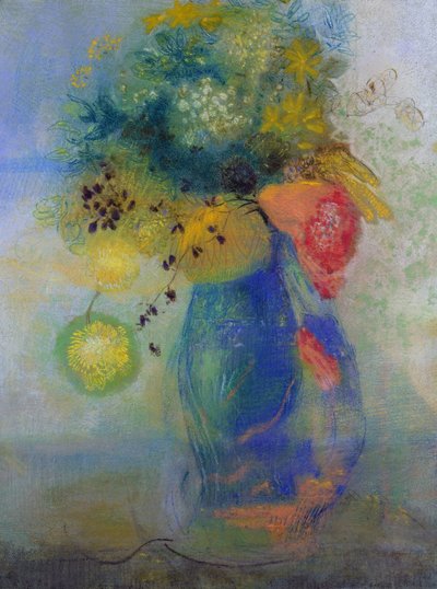 Vaas met bloemen door Odilon Redon